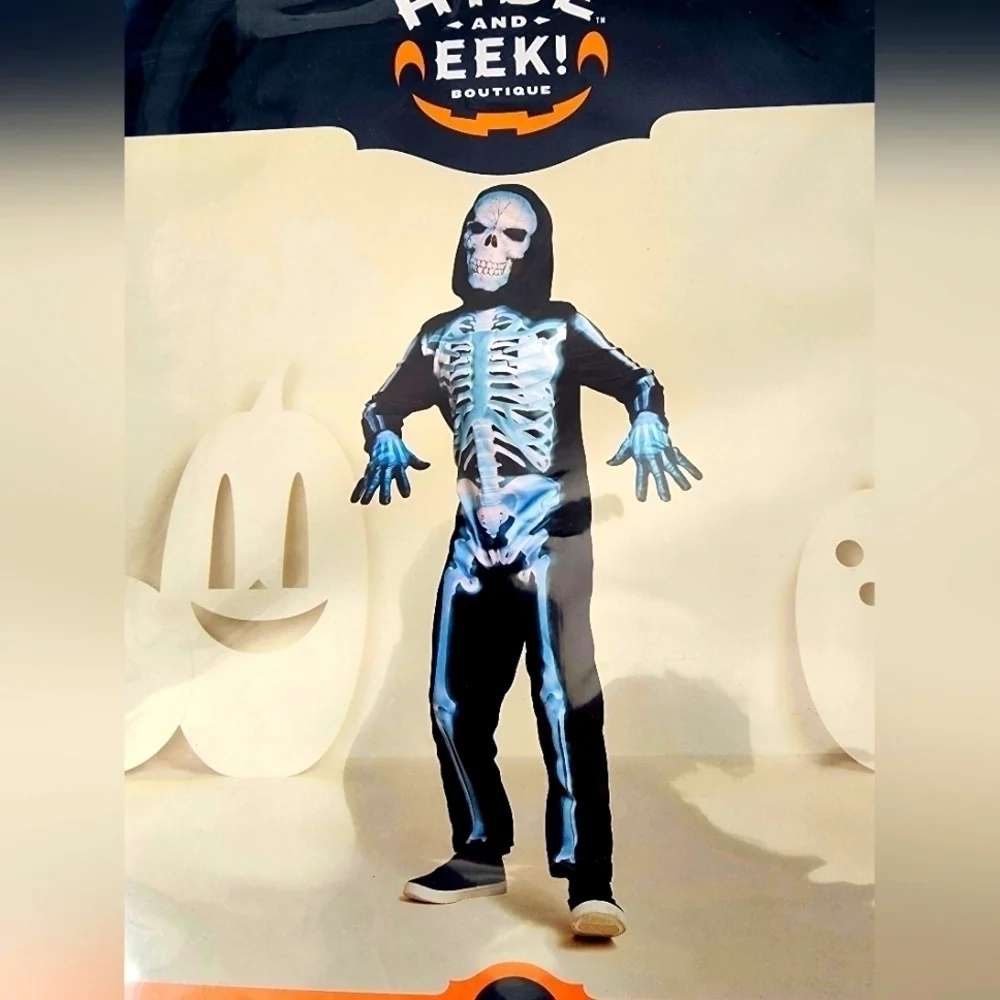 New boy's X-RAY Skeleton Halloween costume, size S 6/7